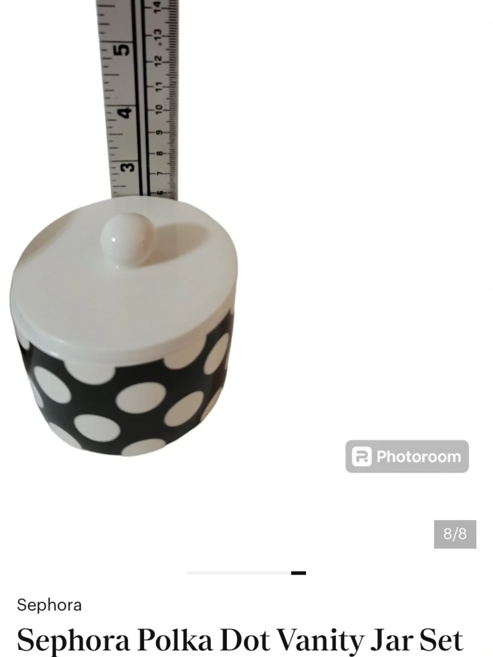 Sephora Black and White Polka Dot Vanity Jar with Lid set of 2 limited edition